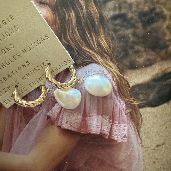 Anthropologie Gold and Pearl Earrings - Picture 1 of 3